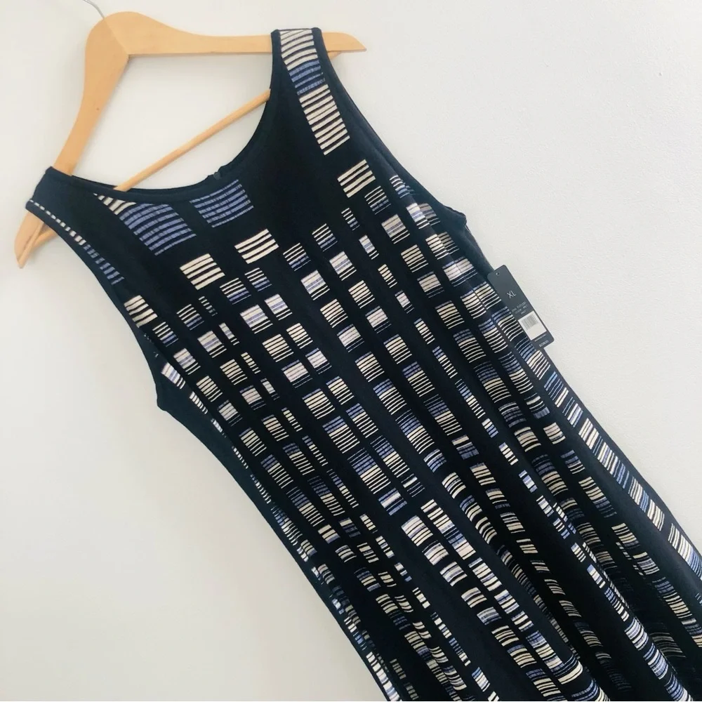 NIC+ZOE Black and Gray Striped Midi Dress NWT - Picture 4 of 15